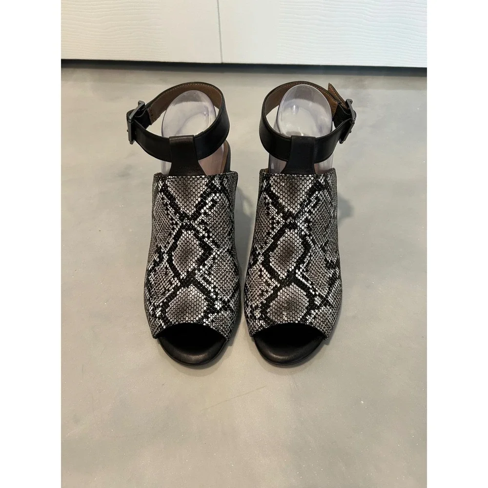 Vionic Women's Snakeskin Ankle Strap Peep Toe Block Heel‎ Sandals